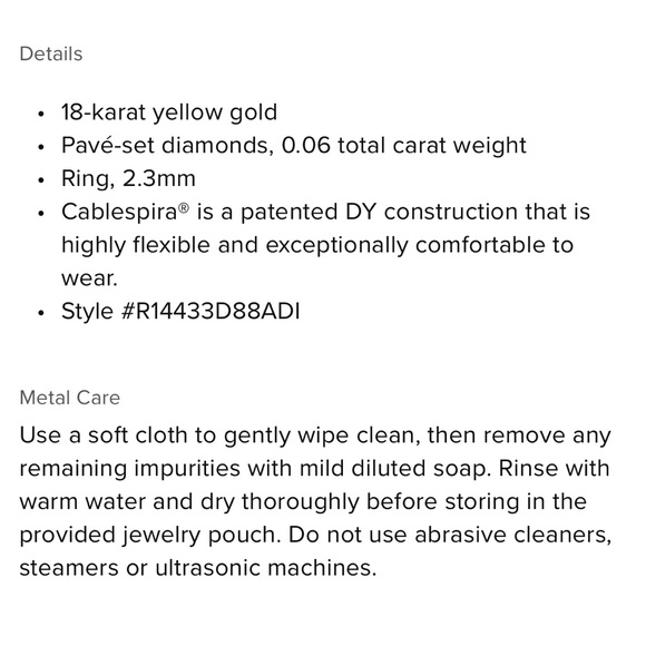 David Yurman Renaissance Ring
18K Yellow Gold with Diamonds, 2.3mm - Picture 6 of 6